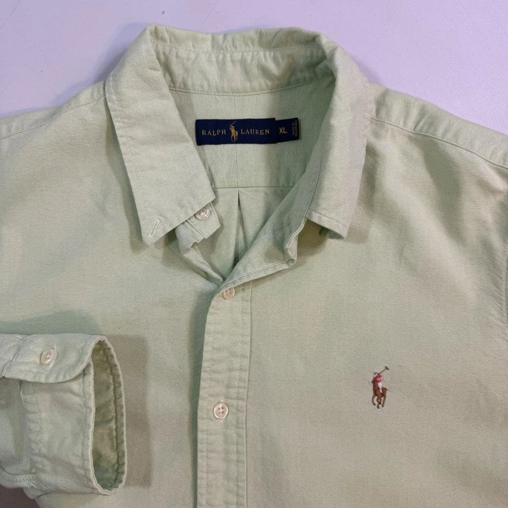 RALPH LAUREN Mint Light Green Long Sleeve Button-Down Shirt Size XL